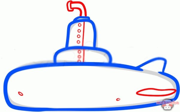 Подводная лодка поэтапное рисование для детей