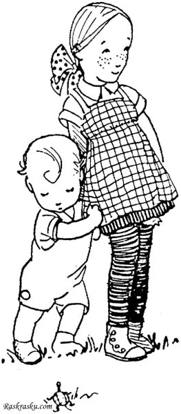 Раскраска брат и сестра