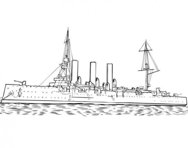 Крейсер Аврора рисунок сбоку