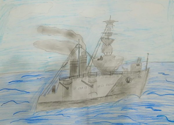 Рисование крейсер Аврора старшая группа