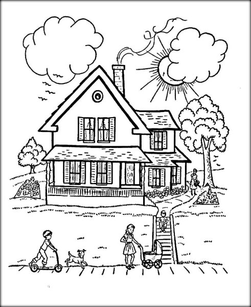 Раскраска. Домики