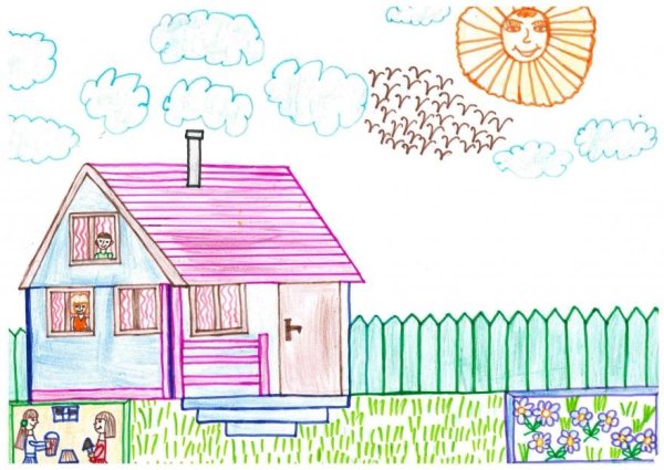 Дачный домик карандашом