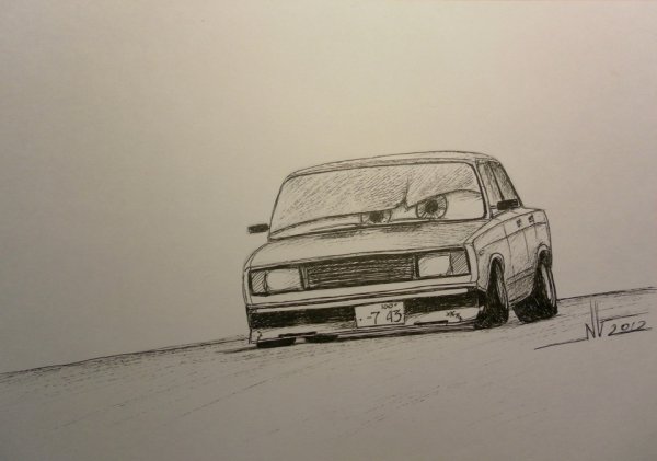 ВАЗ 2108 спереди карандашом
