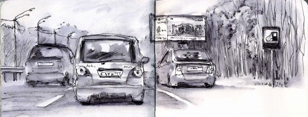 ДТП рисунок карандашом