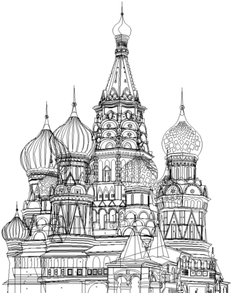 Спасская башня Кремля Москва раскраска