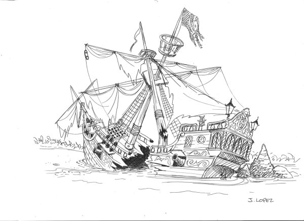 Тату пиратский корабль