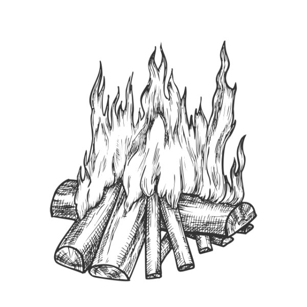 Трафарет дрова для костра