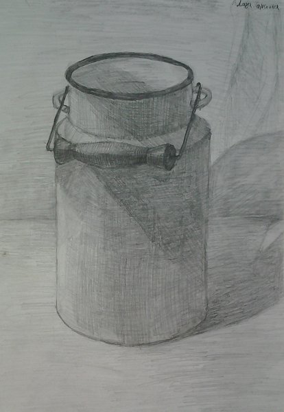 Натюрморт с бидоном карандашом