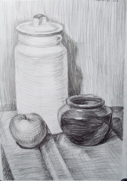 Натюрморт с бидоном карандашом