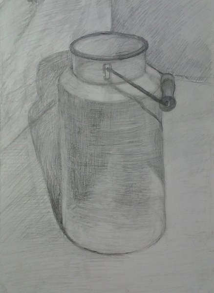 Натюрморт с бидоном карандашом