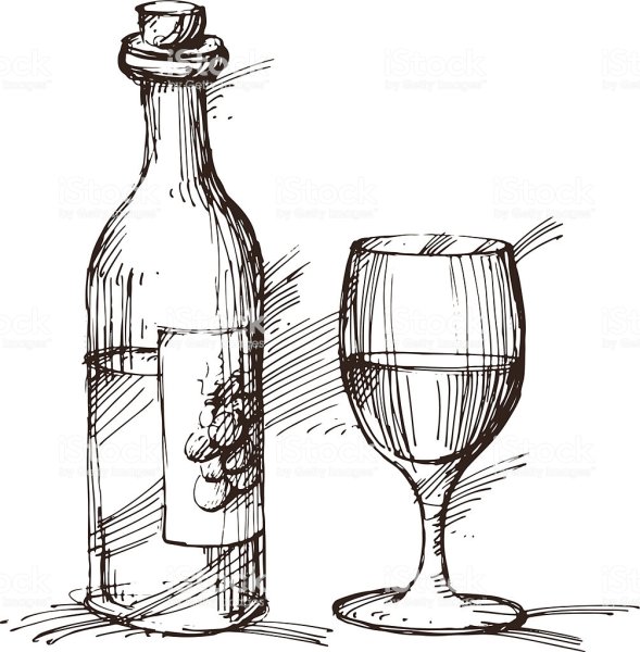 Бутылка рисунок карандашом