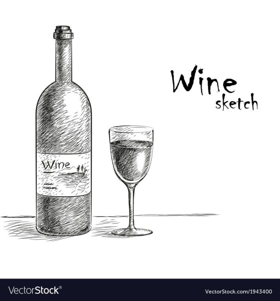 Натюрморт карандашом вино