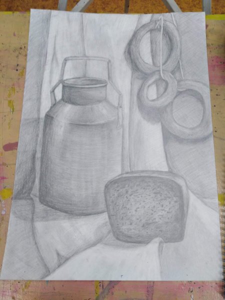 Натюрморт с бидоном карандашом