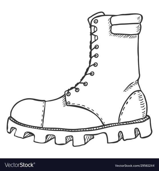 Ботинок армейский вид сбоку контур