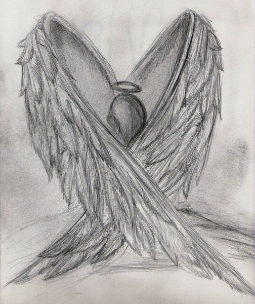 Рисунки карандашом ангелы с крыльями