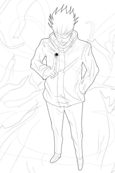 Годжо в полный рост магическая битва