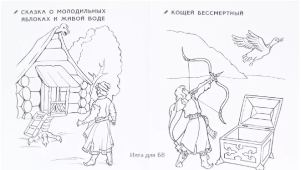 Раскраска Царевна лягушка и Иван Царевич