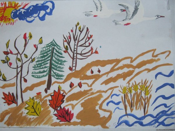 Весенний пейзаж карандашом