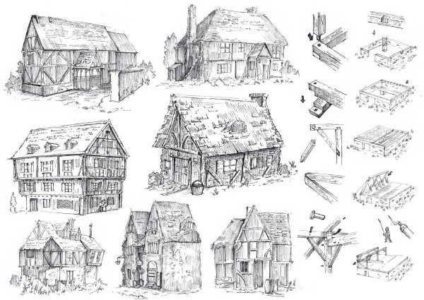 Средневековая деревня референс