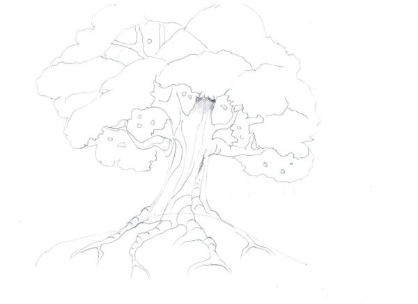 Красивое дерево карандашом