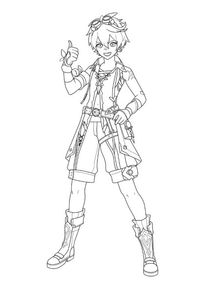 Раскраска Геншин Импакт Беннет