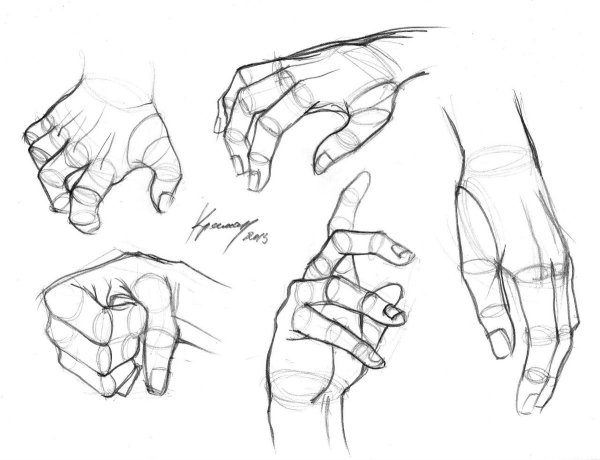 Левая рука карандашом