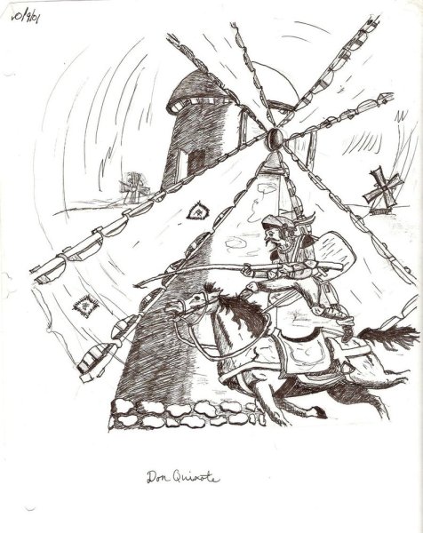 Дон Кихот и Санчо Панса Ветряные мельницы