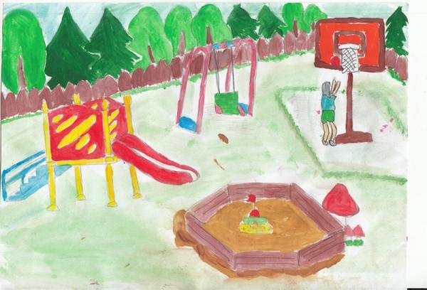 Рисование на тему детская площадка