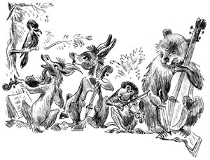 Рисунок квартета из басни Крылова