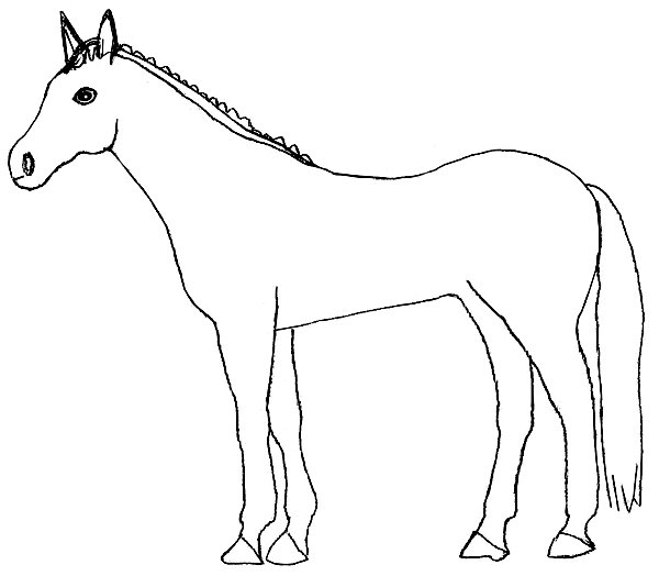 Конь рисунок карандашом для детей