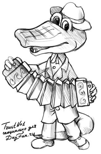 Крокодил Гена срисовать