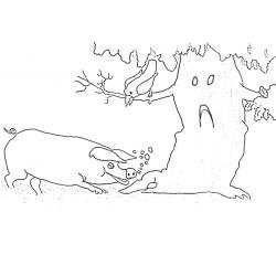 Раскраска басни Крылова свинья под дубом