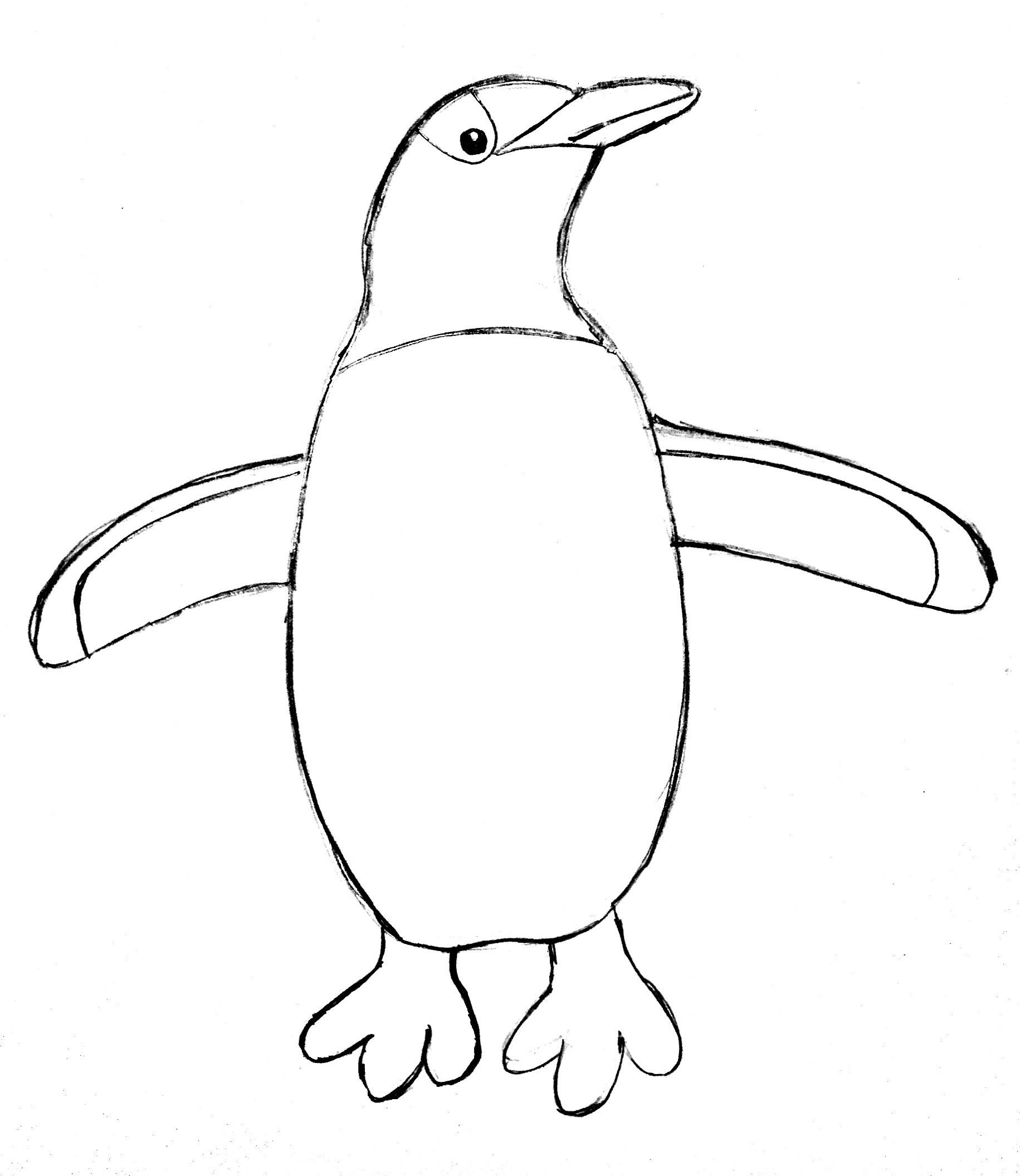 Пингвин рисунок для детей карандашом