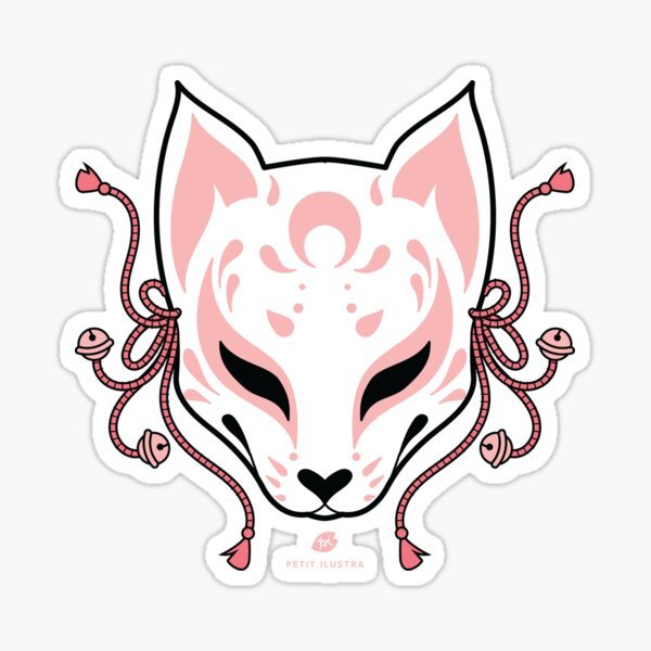 Маска Кицунэ рисунок карандашом