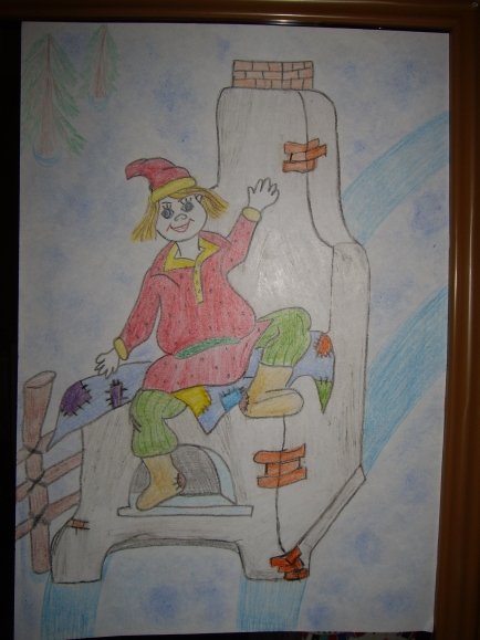 Емеля на печи рисунок