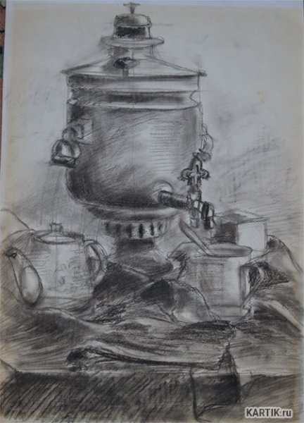 Поэтапное рисование самовара