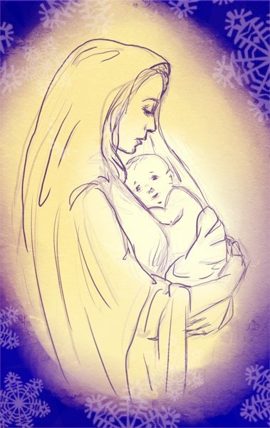 Рисунок на рождественскую тему карандашом