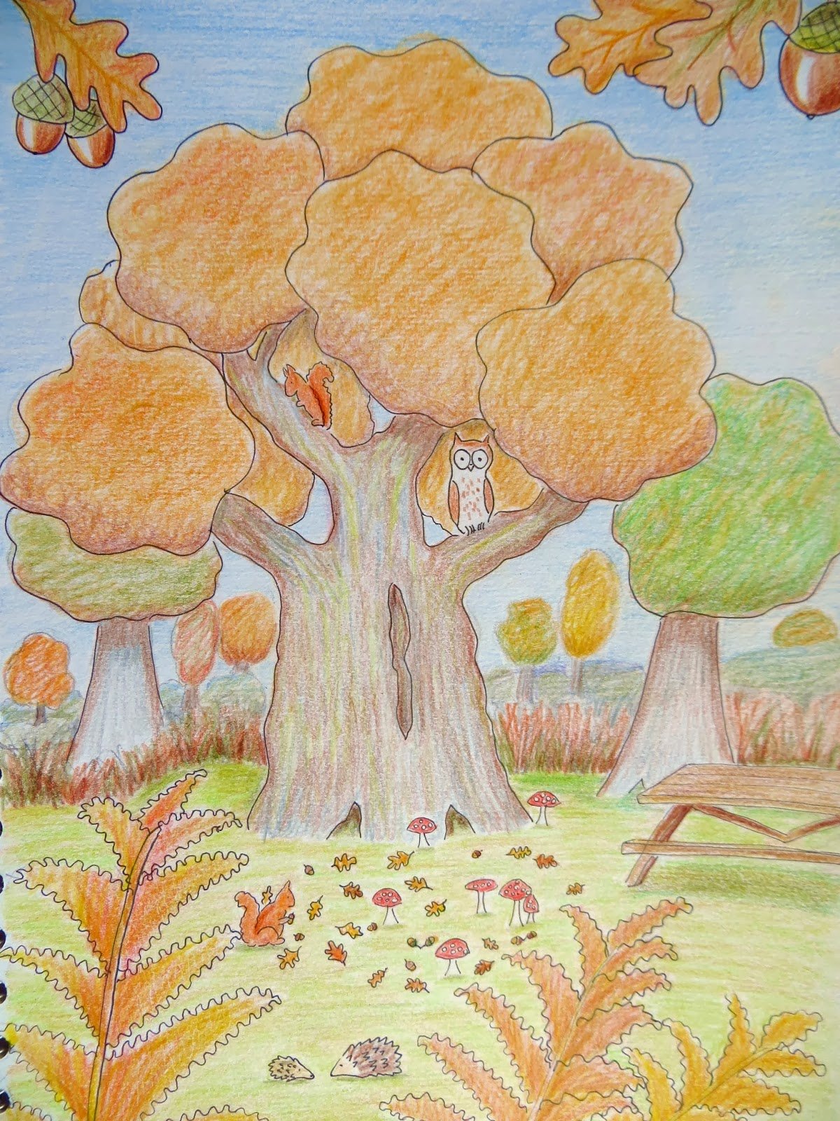 Рисунок на тему осень карандашом