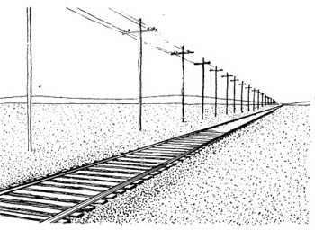 Железная дорога в перспективе сбоку