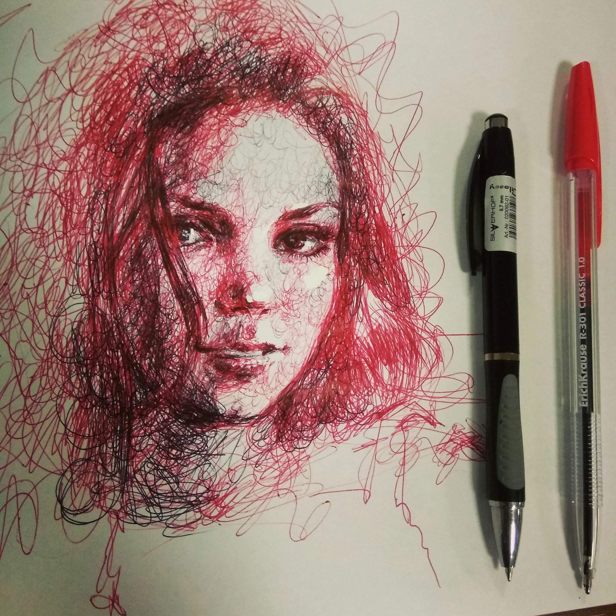 Портрет красной ручкой
