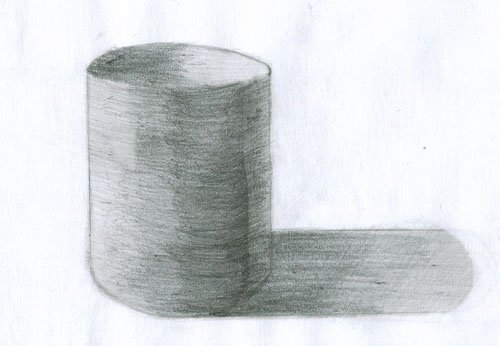 Штриховка цилиндра карандашом