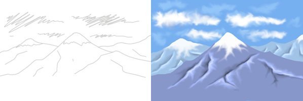 Нарисовать горы Эльбрус детям