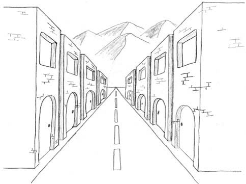 Перспектива улицы рисунок карандашом (46 фото)