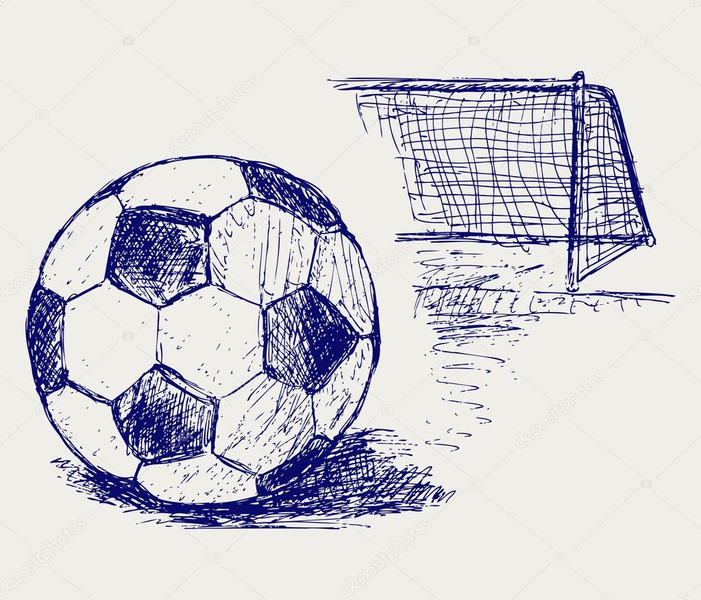 Рисунок футбольного мяча и ворот