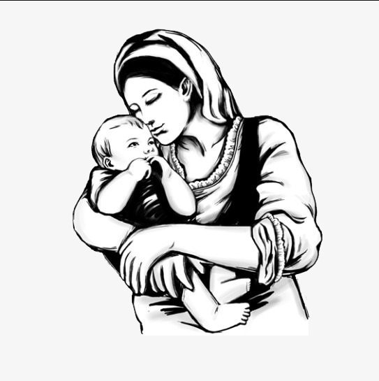 Мама с ребёнком на руках рисунок