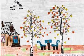 Осенние рисунки фломастерами и карандашами