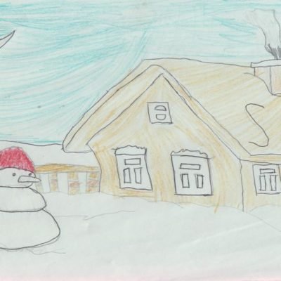 Зимний пейзаж пошагово