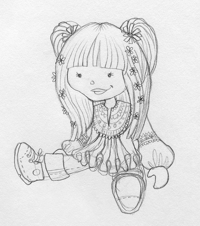 Легкий рисунок куклы. Кукла рисунок. Кукла рисунок карандашом. Зарисовка куклы. Кукла раскраска для детей.