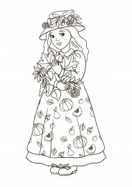 Раскраска девушка осень