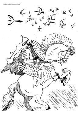 Раскраска богатырь Алеша Попович